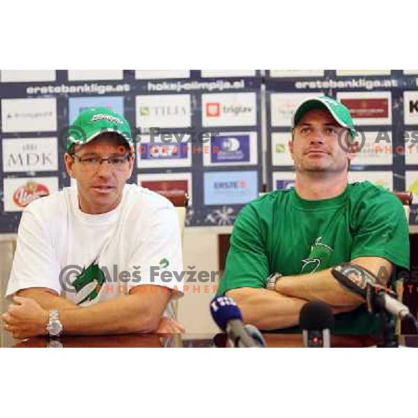 Dany Gelinas and Ivo Jan at Tilia Olimpija pre-season press conference at Hala Tivoli, Ljubljana 3.8.02009 