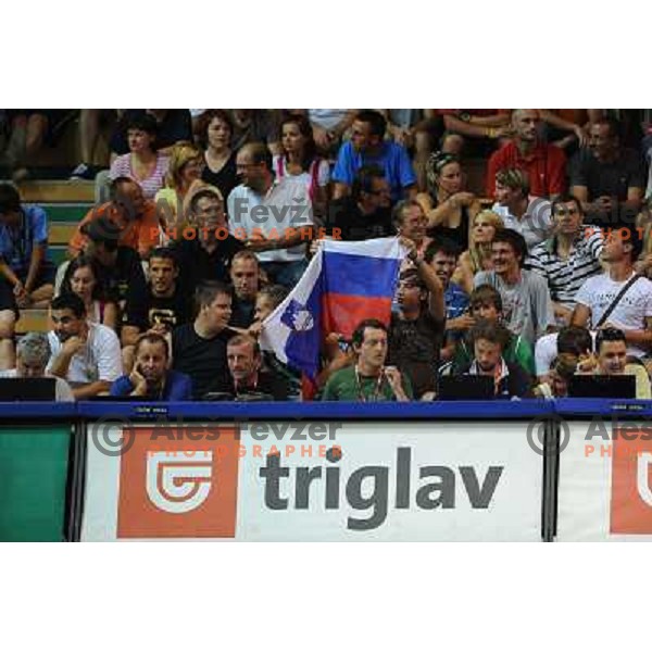 Slovenian fans at the basketballl game Slovenia - Russia, Friendly Match, Novo Mesto, 10.08.2009, 