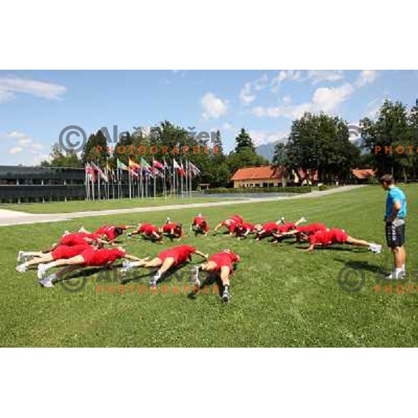  RK Krim Mercator players during summer practice for next sesaon outside hotel Kokra, Brdo pri Kranju, Slovenia 13.8.2009 