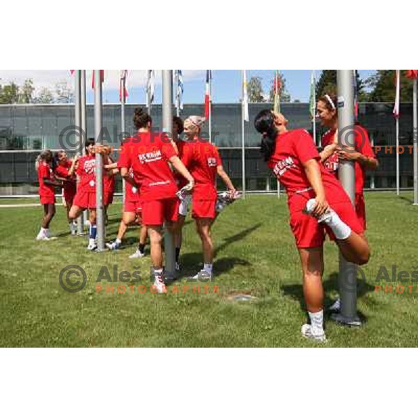  RK Krim Mercator players during summer practice for next sesaon outside hotel Kokra, Brdo pri Kranju, Slovenia 13.8.2009 