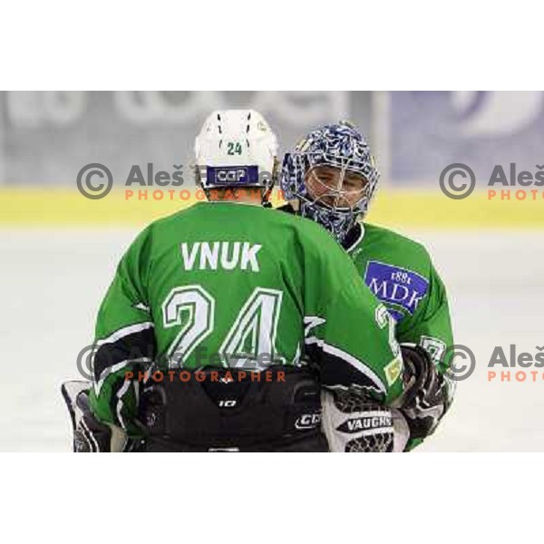  Vnuk and Maracle at ice-hockey match Tilia Olimpija- Acroni Jesenice in round 2 of Ebel league, played in Hala Tivoli, Ljubljana 13.9.2009. Tilia Olimpija won 4:1 