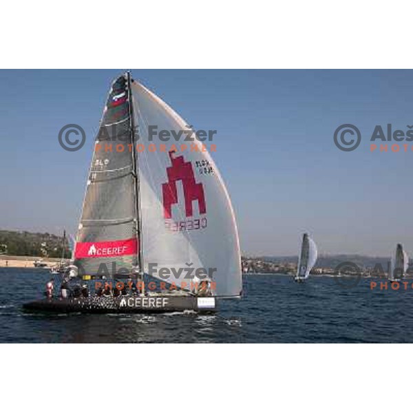 RC 44 sailing boats on official practice before Portoroz Cup, Slovenia 28.9.2009 