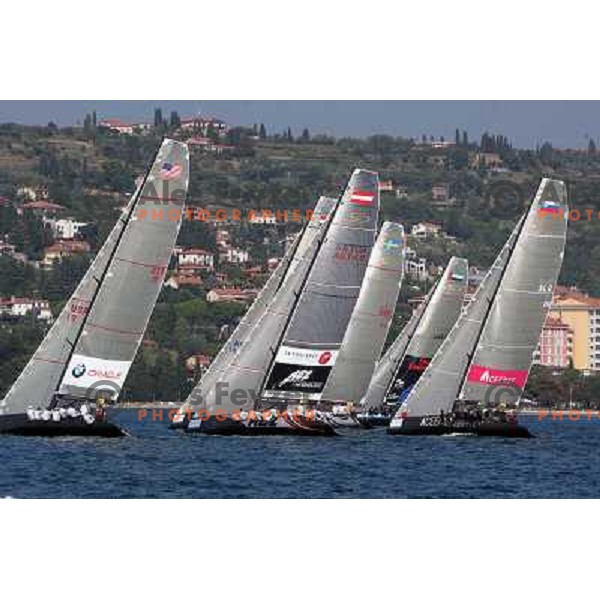 RC 44 sailing boats on official practice before Portoroz Cup, Slovenia 28.9.2009 