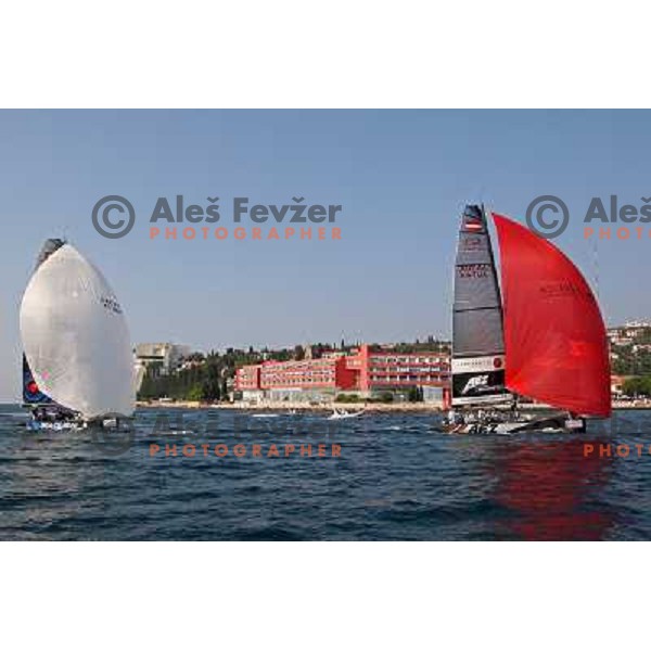 RC 44 sailing boats on official practice before Portoroz Cup, Slovenia 28.9.2009 