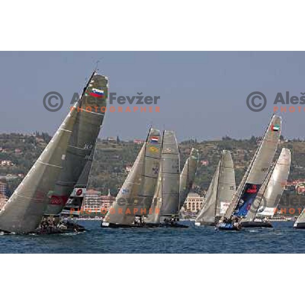 RC 44 sailing boats on official practice before Portoroz Cup, Slovenia 28.9.2009 