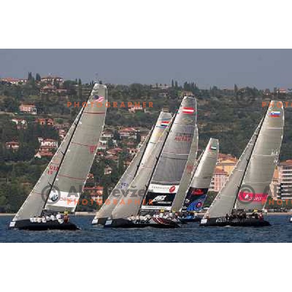 RC 44 sailing boats on official practice before Portoroz Cup, Slovenia 28.9.2009 