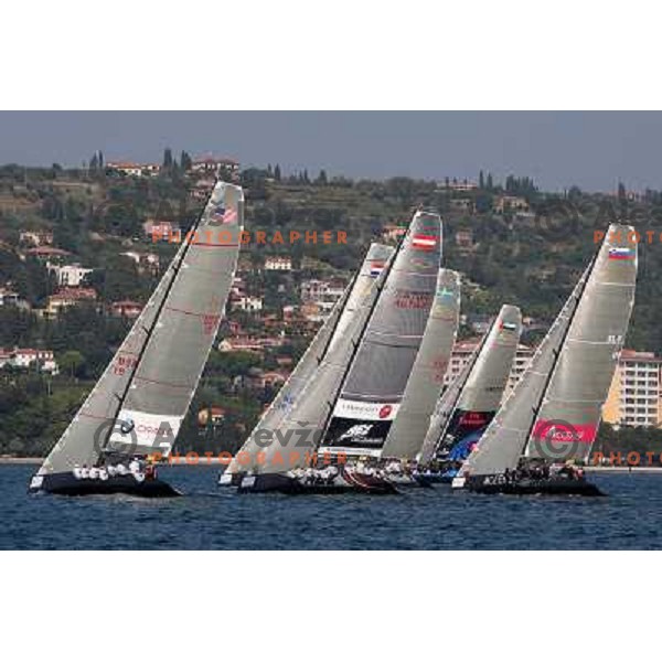 RC 44 sailing boats on official practice before Portoroz Cup, Slovenia 28.9.2009 