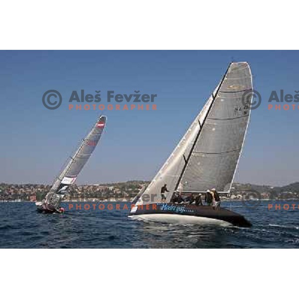 RC 44 sailing boats on official practice before Portoroz Cup, Slovenia 28.9.2009 