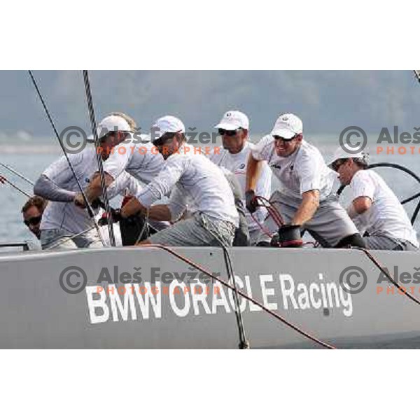 Team BMW Oracle and skipper Russell Coutts during first day of match racing at Bank Sarasin RC 44 Portoroz Cup, Slovenia 29.9.2009 