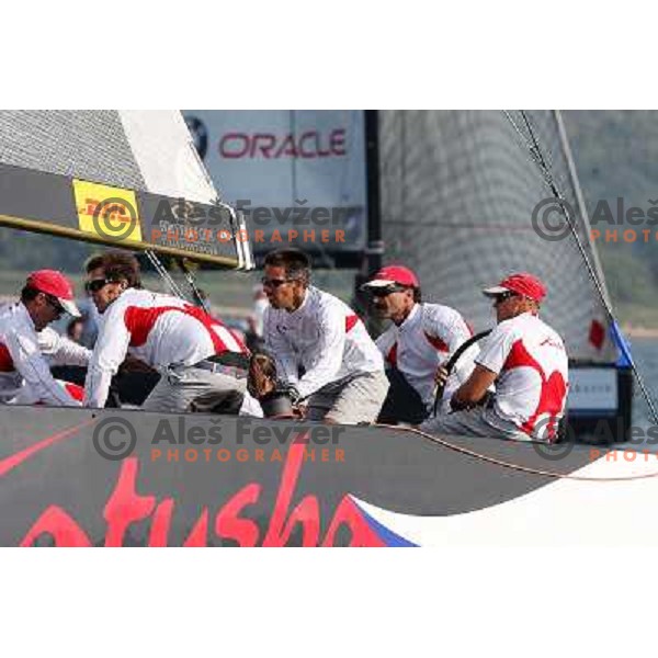 Team Katusha and Skipper Paul Cayard during first day of match racing at Bank Sarasin RC 44 Portoroz Cup, Slovenia 29.9.2009 