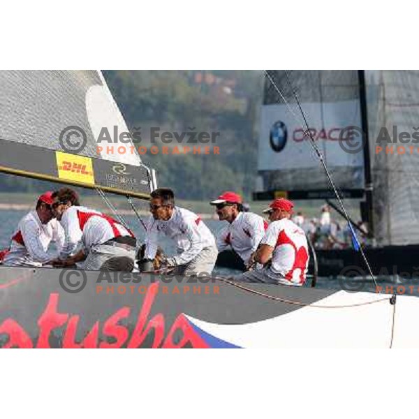 Team Katusha and Skipper Paul Cayard during first day of match racing at Bank Sarasin RC 44 Portoroz Cup, Slovenia 29.9.2009 