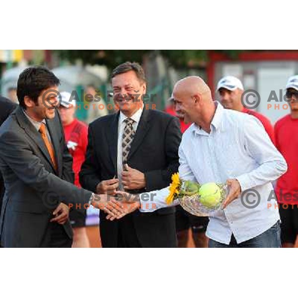 Marko Rajster, Zoran Jankovic, mayor of Ljubljana,, Marko Tkalec at Opening ceremony of BMW Ljubljana Open ATP tennis challenger 