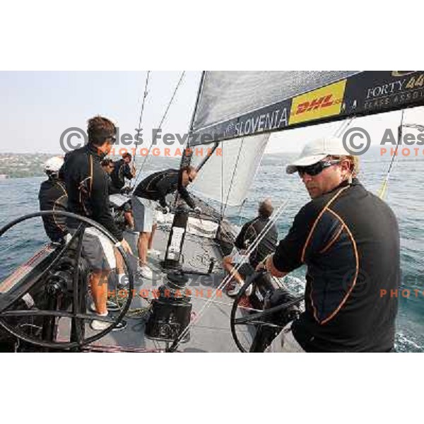 Ekipa Modri gaj ,skipper Gasper Vincec, tatician Tomaz Copi during match racing finals of Bank Sarasin RC 44 Portoroz Open in Portoroz, Slovenia 30.9.2009 