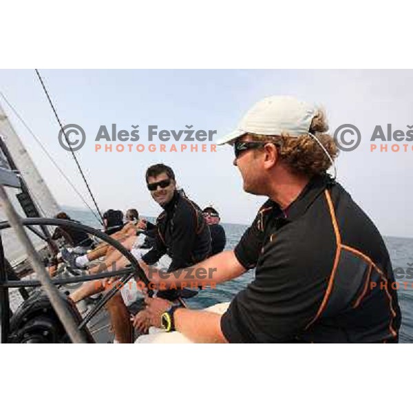 Ekipa Modri gaj ,skipper Gasper Vincec, tatician Tomaz Copi during match racing finals of Bank Sarasin RC 44 Portoroz Open in Portoroz, Slovenia 30.9.2009 