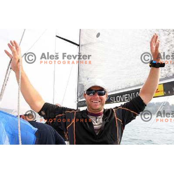 Ekipa Modri gaj ,skipper Gasper Vincec during match racing finals of Bank Sarasin RC 44 Portoroz Open in Portoroz, Slovenia 30.9.2009 