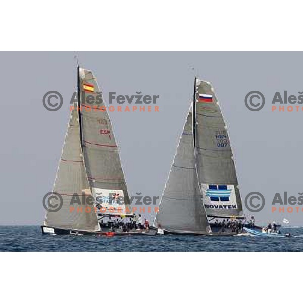 Team Katusha and Team Puerto Calero Islas Canarias duirng match racing finals of Bank Sarasin RC 44 Portoroz Open in Portoroz, Slovenia 30.9.2009 