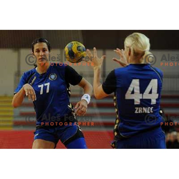 Lekic, Zrnec at the handball game Krim Mercator - Podravka, played in the womens regional handball league, Kodeljevo, Ljubljana, 30.09.2009 
