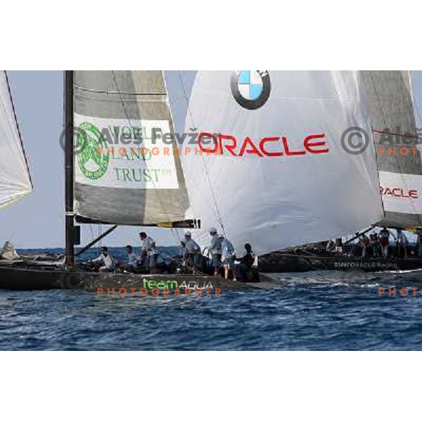 Team Aqua , team BMW Oracle during last day of sailing races at Bank Sarasin RC 44 Porotorz Cup 3.10.2009 