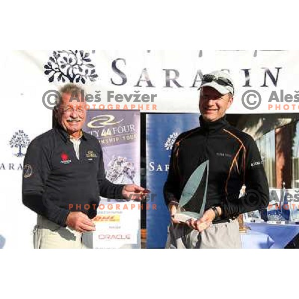 Marjan Bauer and Igor Lah at Prize giving ceremony at Bank Sarasin RC 44 Porotorz Cup 3.10.2009 