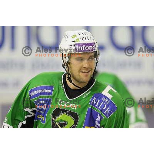 Kevin Mitchell celebrate goal during ice-hockey match Tilia Olimpija- VSV, played in round 11 of Ebel league in Hala Tivoli, Ljubljana 9.10.2009. Tilia Olimpija won 3:0 