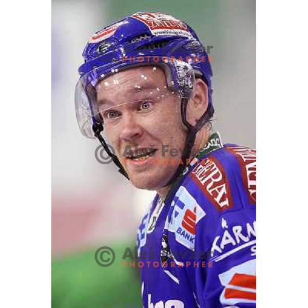 Wahlberg during ice-hockey match Tilia Olimpija- VSV, played in round 11 of Ebel league in Hala Tivoli, Ljubljana 9.10.2009. Tilia Olimpija won 3:0 