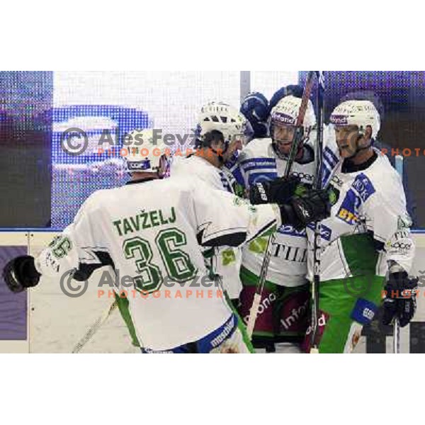 Tavzelj, Yarema at ice-hockey match Acroni Jesenice- Tilia Olimpija in round 14 of Ebel league, played in Podmezakla Hall, Jesenice 16.10.2009. Acroni Jesenice won 7:5 