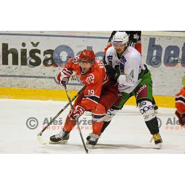Ales Remar and Igor Cvetek at ice-hockey match Acroni Jesenice- Tilia Olimpija in round 14 of Ebel league, played in Podmezakla Hall, Jesenice 16.10.2009. Acroni Jesenice won 7:5 
