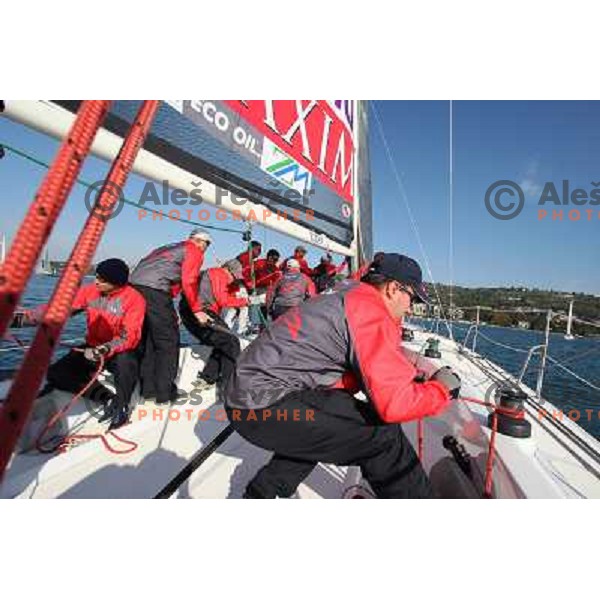 team Maxim Magazin in action during season closing regatta Portoroz-Piran-Savudrija in the final of Slovenian Cup in Portoroz 17.10.2009. Maxim Magazin won the regatta and overall standings 