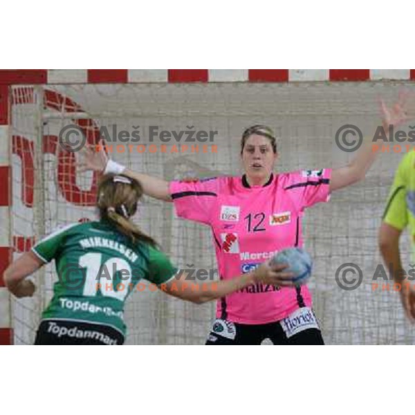 action during first match of the Final of Handball Champions league women match betwwen Krim Mercator (SLO) and Viborg (DEN) in Tivoli Hall, Ljubljana, Slovenia on May 14, 2006