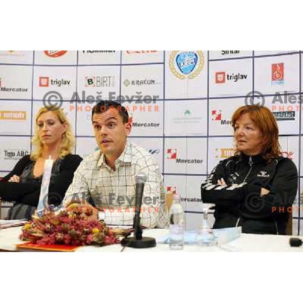 Deja Ivanovic, Jaka Kravanja, Marta Bon at press conference of handball club Krim Mercator, hotel M, Ljubljana, Slovenia 20.10.2009 