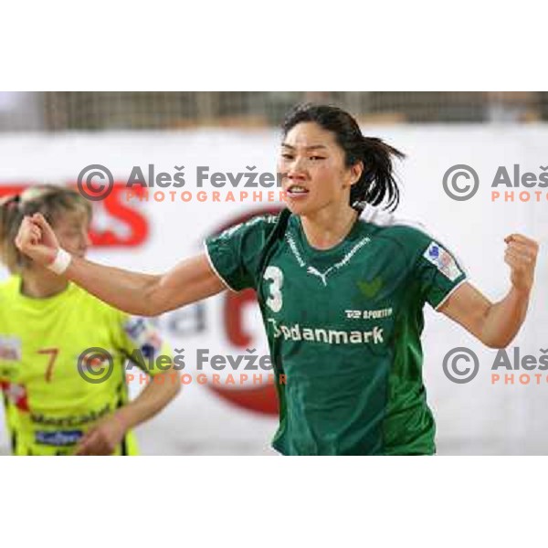 action during first match of the Final of Handball Champions league women match betwwen Krim Mercator (SLO) and Viborg (DEN) in Tivoli Hall, Ljubljana, Slovenia on May 14, 2006