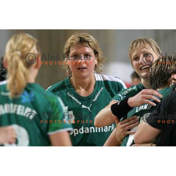 action during first match of the Final of Handball Champions league women match betwwen Krim Mercator (SLO) and Viborg (DEN) in Tivoli Hall, Ljubljana, Slovenia on May 14, 2006