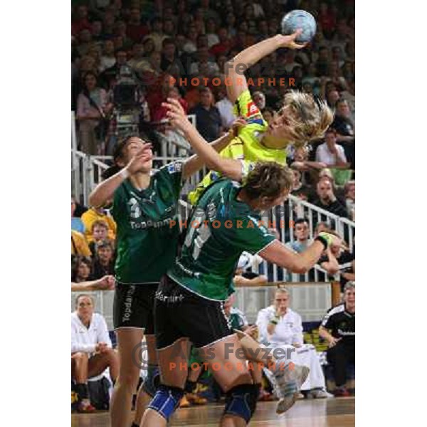 action during first match of the Final of Handball Champions league women match betwwen Krim Mercator (SLO) and Viborg (DEN) in Tivoli Hall, Ljubljana, Slovenia on May 14, 2006