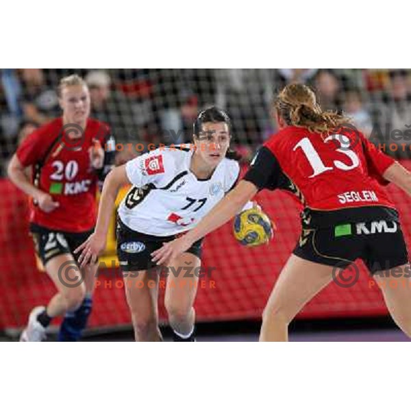 Andrea Lekic in action during handball match Krim Mercator- Aalborg DH in round 2 of Championsleague, played at Kodeljevo, Ljubljana, Slovenia 31.10.2009 