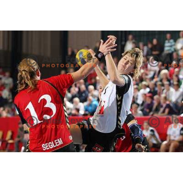 Marina Vergelyuk in action during handball match Krim Mercator- Aalborg DH in round 2 of Championsleague, played at Kodeljevo, Ljubljana, Slovenia 31.10.2009 