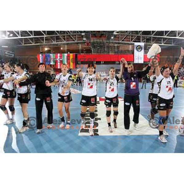 Koren, Stefanisin,Vergelyuk,Liudmila Bodnieva , Jankovic, Grubisic, Vidic after handball match Krim Mercator- Aalborg DH in round 2 of Championsleague, played at Kodeljevo, Ljubljana, Slovenia 31.10.2009 