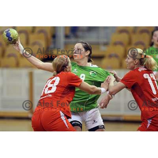 Nina Jericek in action during handball match RK Olimpija-TSV Bayer 04 Leverkusen in third round of EHF Cup, played in Hala Tivoli, Ljubljana, Slovenia 1.10.2009 