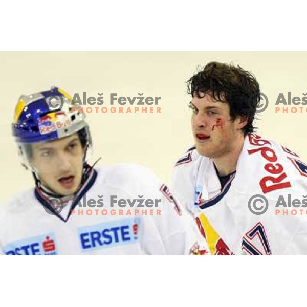 Michael Gergen (17) after fight action during ice-hockey match Tilia Olimpija-Red Bull Salzburg in Ebel league, played in Hala Tivoli, Ljubljana, Slovenia 1.10.2009 