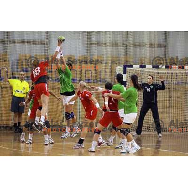 Vesna Pus in action during handball match RK Olimpija- TSV Bayer 04 Leverkusen in third round of EHF Cup, played in Hala Tivoli, Ljubljana 1.11.2009 