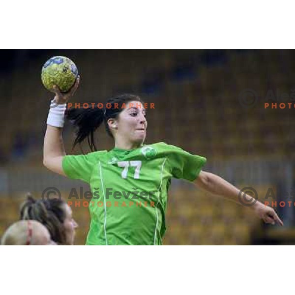 Maja Son in action during handball match RK Olimpija- TSV Bayer 04 Leverkusen in third round of EHF Cup, played in Hala Tivoli, Ljubljana 1.11.2009 