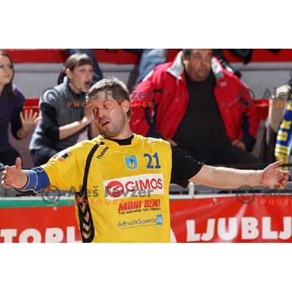 Uros Rapotec in action during handball match RD Slovan- RK Cimos Koper in Mik 1.Liga, played at Kodeljevo, Ljubljana, Slovenia 6.11.2009 