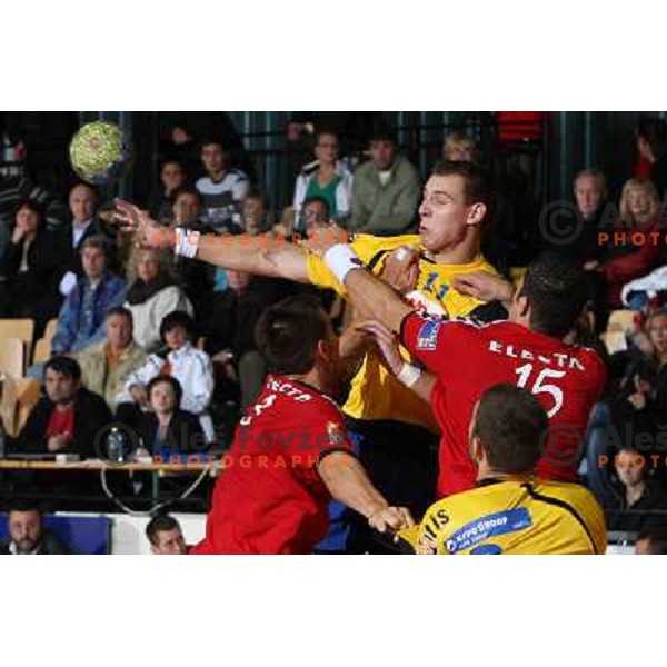 Baran Putich in action during handball match RD Slovan- RK Cimos Koper in Mik 1.Liga, played at Kodeljevo, Ljubljana, Slovenia 6.11.2009 