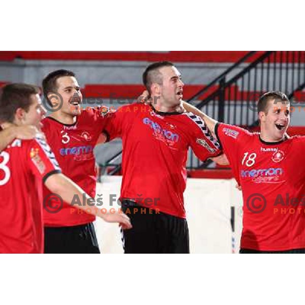 Koloper, Kovac in action during handball match RD Slovan- RK Cimos Koper in Mik 1.Liga, played at Kodeljevo, Ljubljana, Slovenia 6.11.2009 