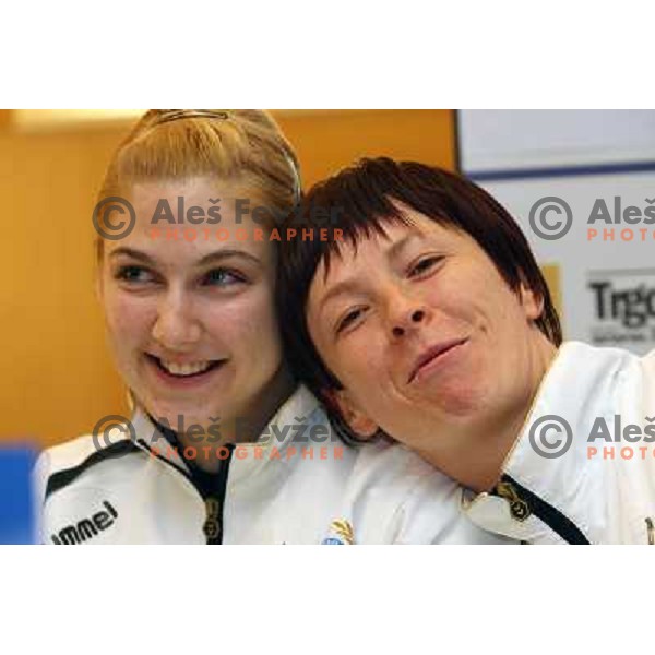 Tamara Mavsar, Sergeja Stefanisin during press conference of RK Krim Mercator in M hotel, Ljubljana, Slovenia 11.11.2009 