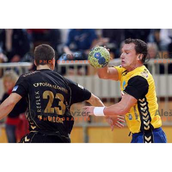 Zoran Jovicic in action during handball match Cimos Koper- Gorenje in MIK 1.liga, played in Bonifika Hall, koper, Slovenia 15.11.2009 