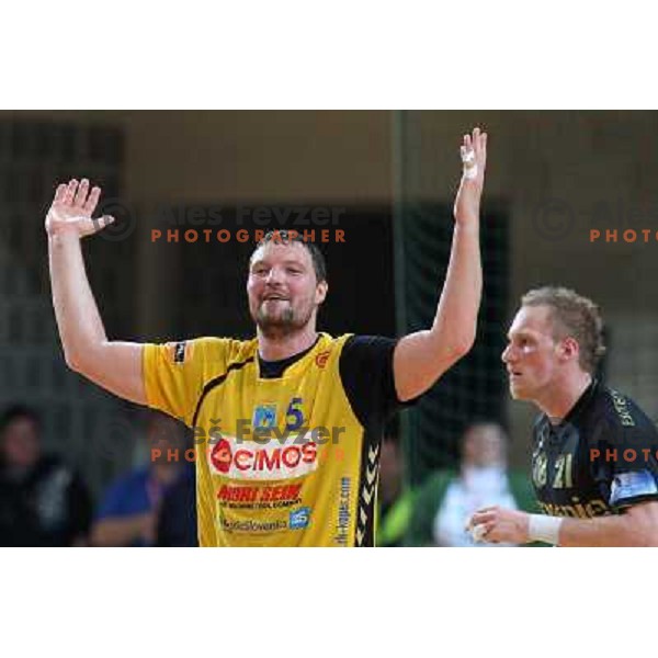 Rok Praznik in action during handball match Cimos Koper- Gorenje in MIK 1.liga, played in Bonifika Hall, koper, Slovenia 15.11.2009 