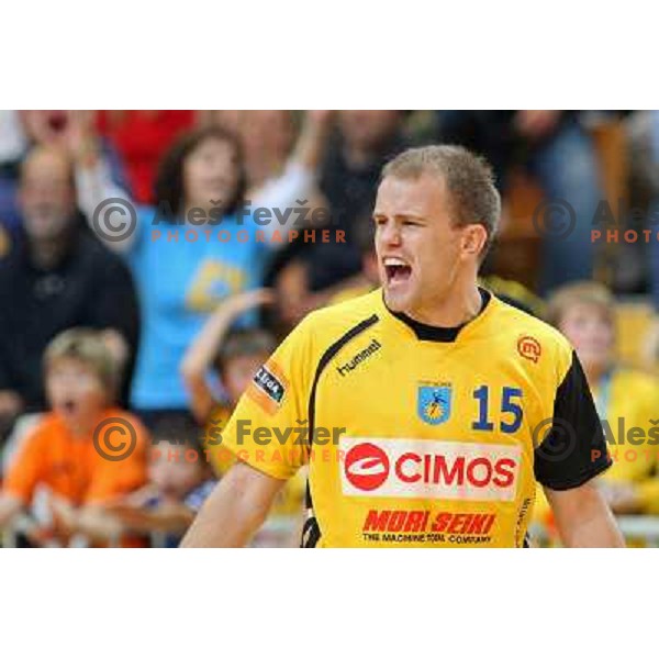 Nejc Poklar in action during handball match Cimos Koper- Gorenje in MIK 1.liga, played in Bonifika Hall, koper, Slovenia 15.11.2009 