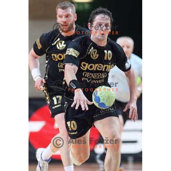 Sebastjan Sovic in action during handball match Cimos Koper- Gorenje in MIK 1.liga, played in Bonifika Hall, koper, Slovenia 15.11.2009 