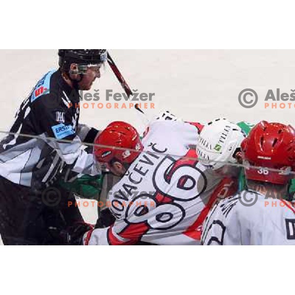 Matej Hocevar, Kovacevic during ice-hockey match Tilia Olimpija- Acroni Jesenice in Ebel league, played in Hala Tivoli, Ljubljana, Slovenia 27.11.2009 