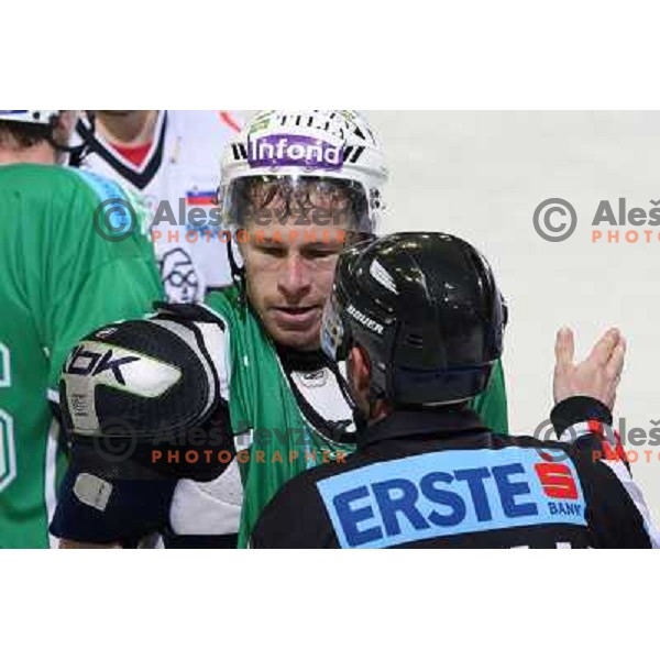 Egon Muric after fight during ice-hockey match Tilia Olimpija- Acroni Jesenice in Ebel league, played in Hala Tivoli, Ljubljana, Slovenia 27.11.2009 